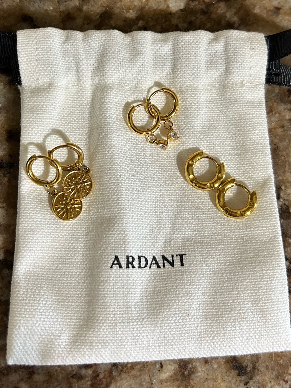 Ardant Float Hoops earrings 18K Gold Vermeil Sterling Silver Sunburst  Charm CZ